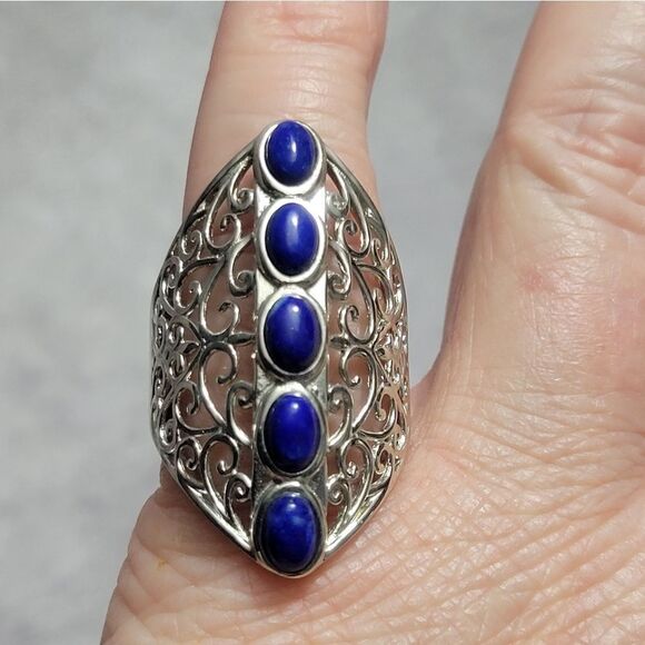 Karis Lapis Lazuli Openwork Ring - Picture 7 of 14